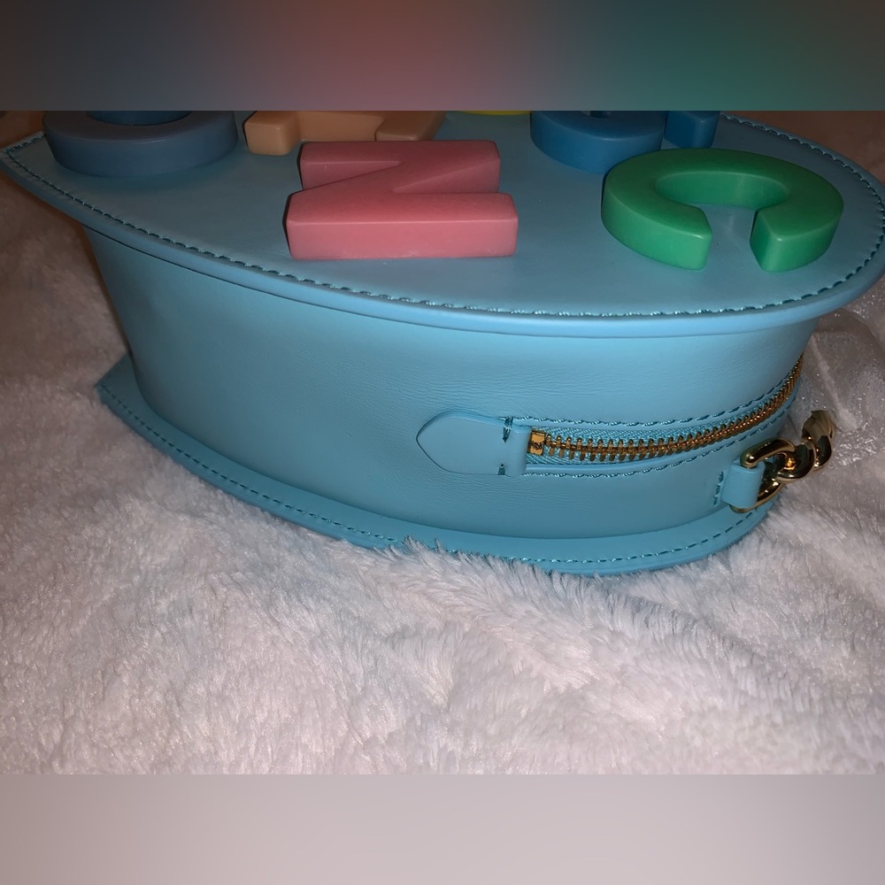 Moschino 'Moschino' Leather Heart Bag (Fantasy Print Light Blue) - Picture 9 of 12